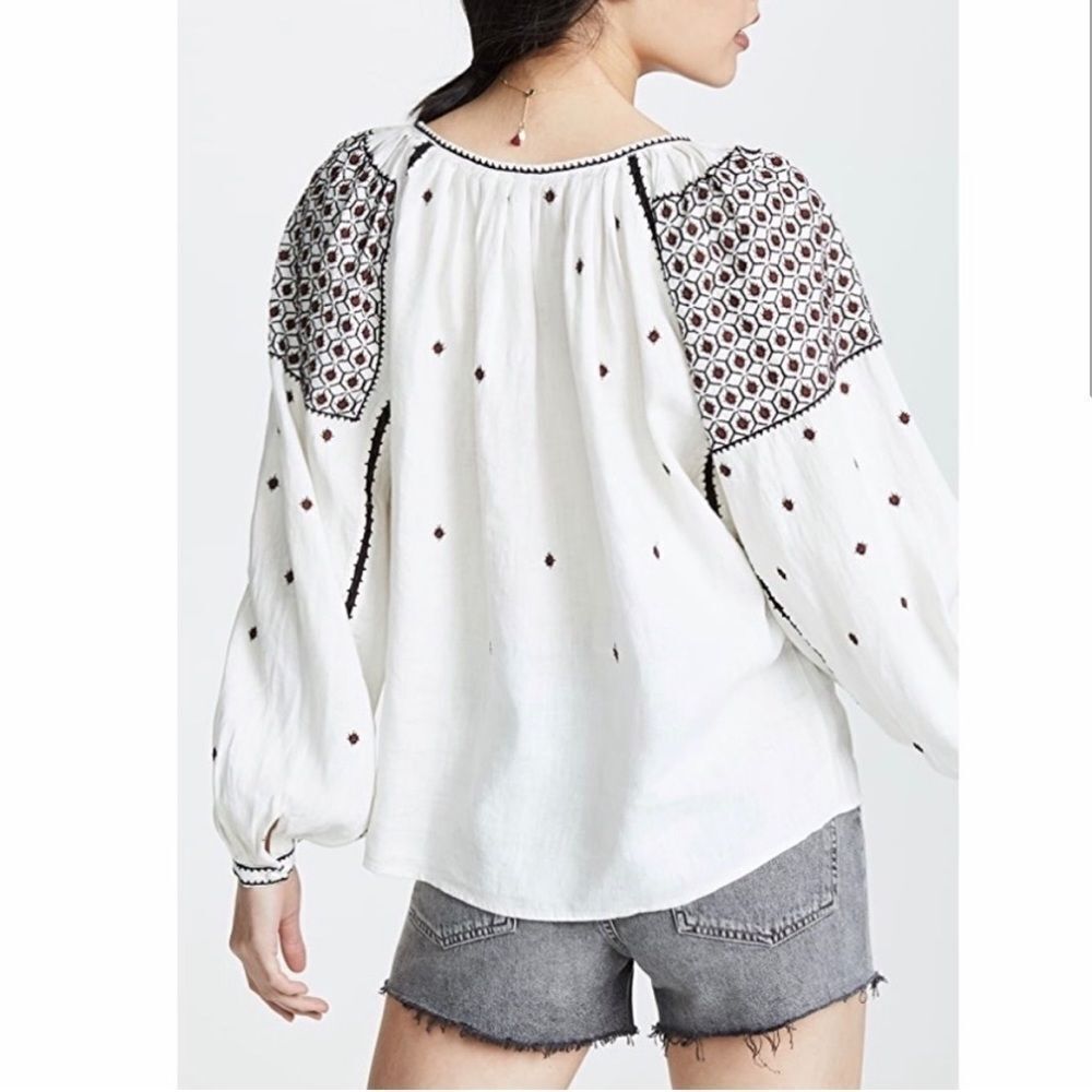 FRAME anita‎ linen embroidered peasant blouse - Picture 3 of 9